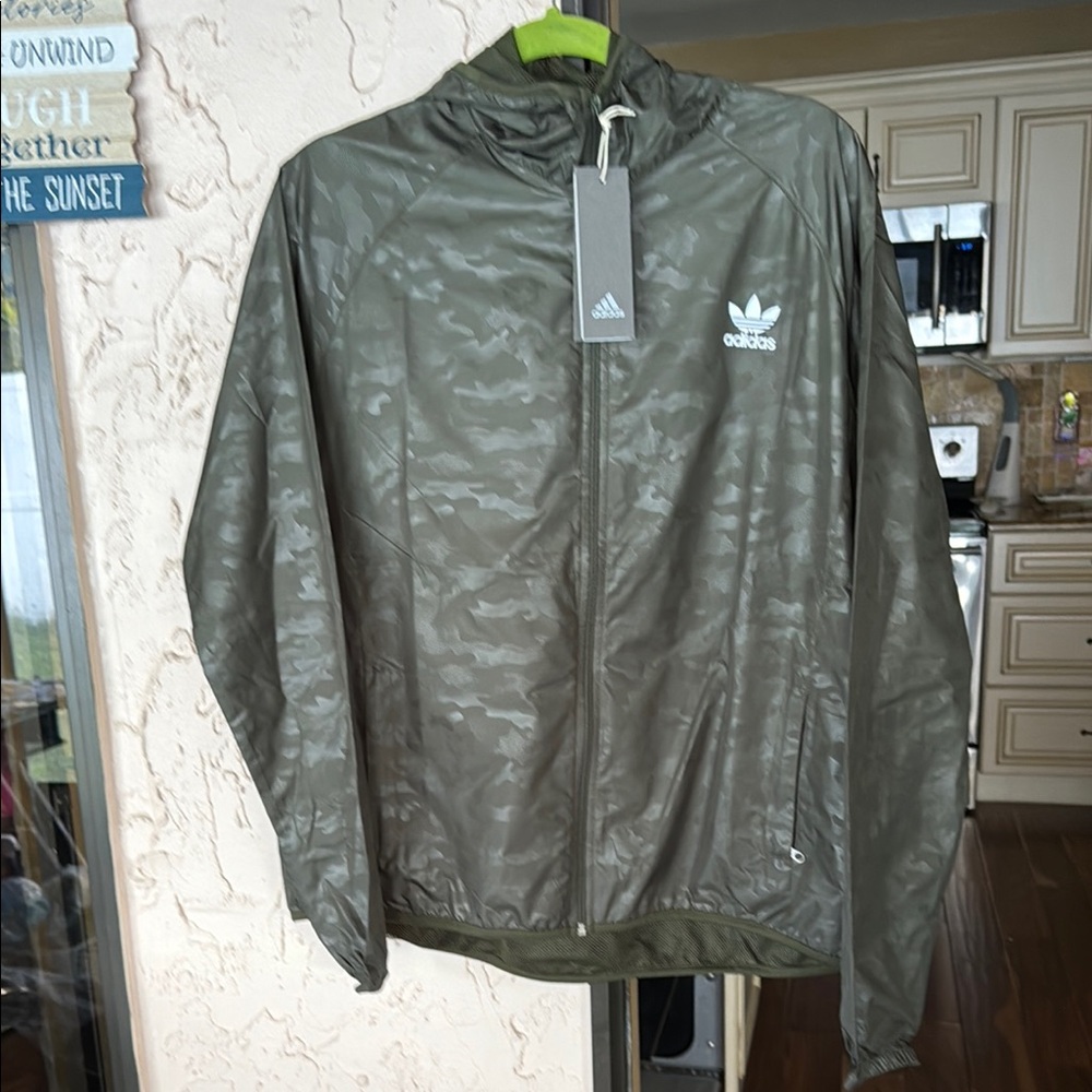 Adidas Green windbreaker Camouflage Style jacket